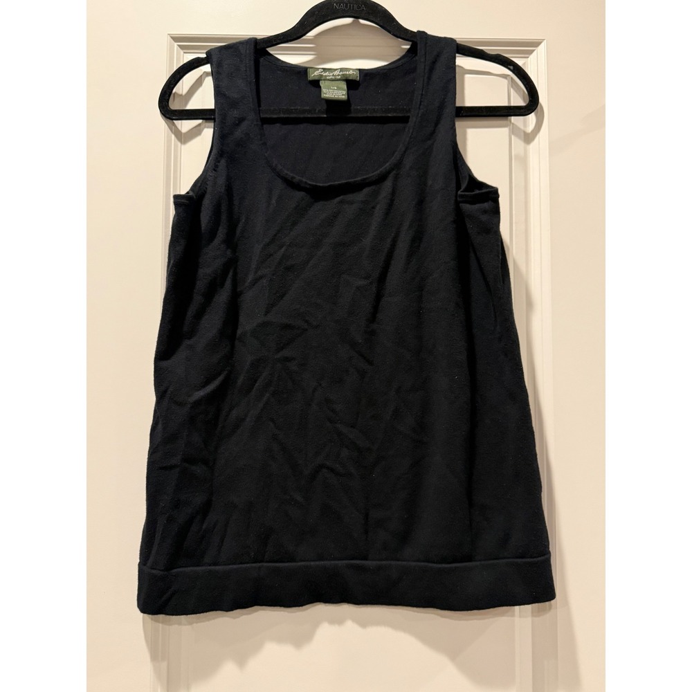 Eddie Bauer Womens‎ Black Knit Scoop Neck Tank Top Sleeveless Shell Style 0822 L